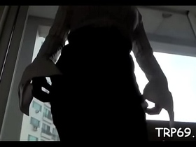 Asian gal with a smooth hairy pussy enjoys amazing licking