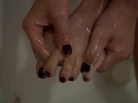 Close Up: Washing my feet in the shower